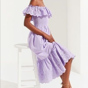 urban outfitters eyelet off shoulder dress